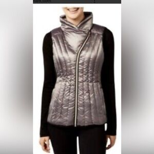 Calvin Klein 2X Silver Premium Down Full Zip Puffer Vest Lightweight Packable